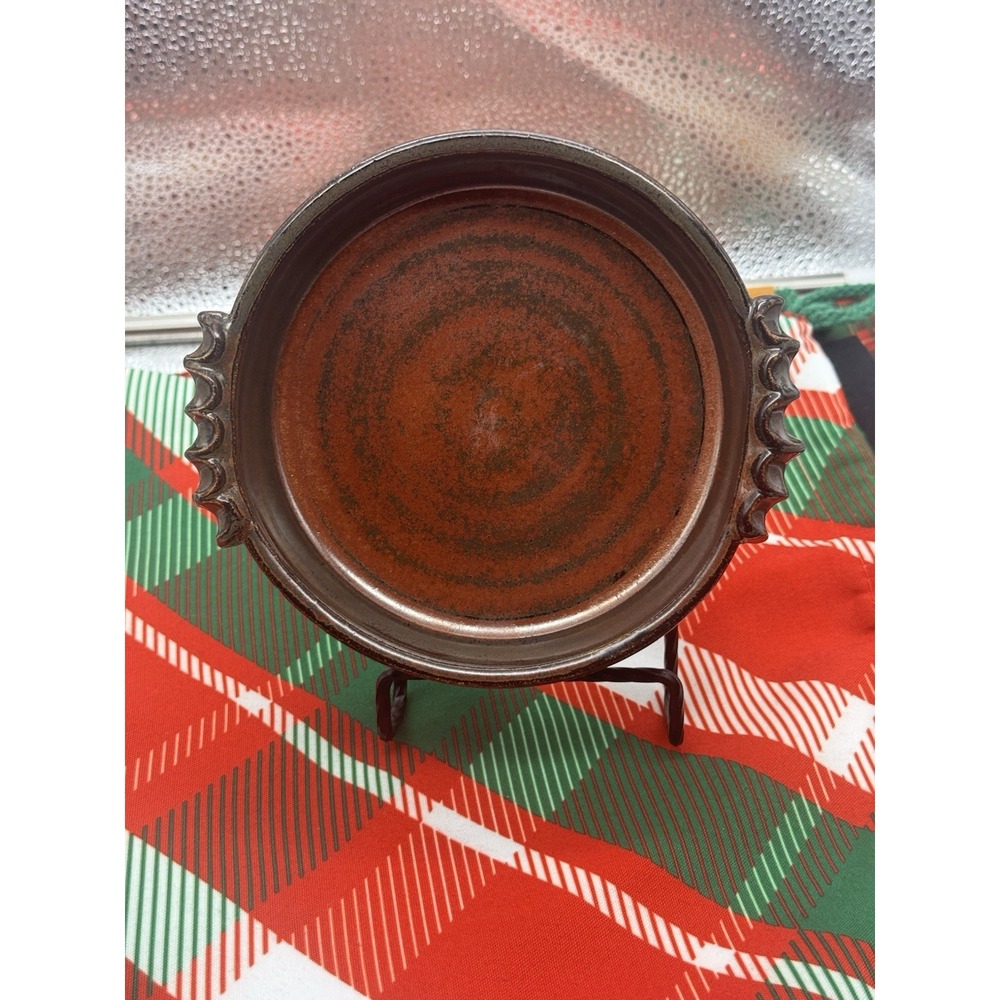 Hand Thrown Studio Pottery Bowl Signed Abstract Art Rust Color Ceramic Art VTG‎